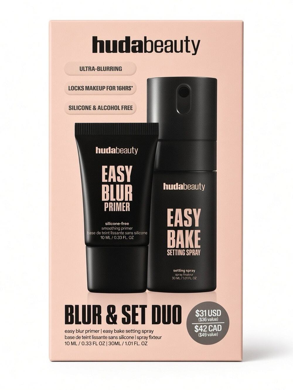Huda Beauty Mini Blur & Set Duo Easy Blur Primer + Easy Bake Setting Spray New